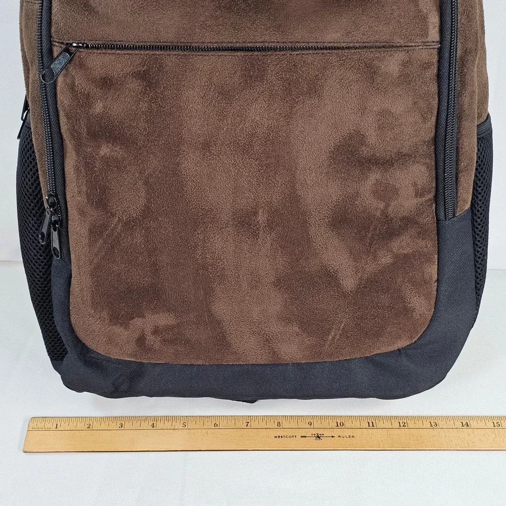 Belmond Hiram Bingham Backpack Brown Faux Suede Black Canvas Travel Bag Mens